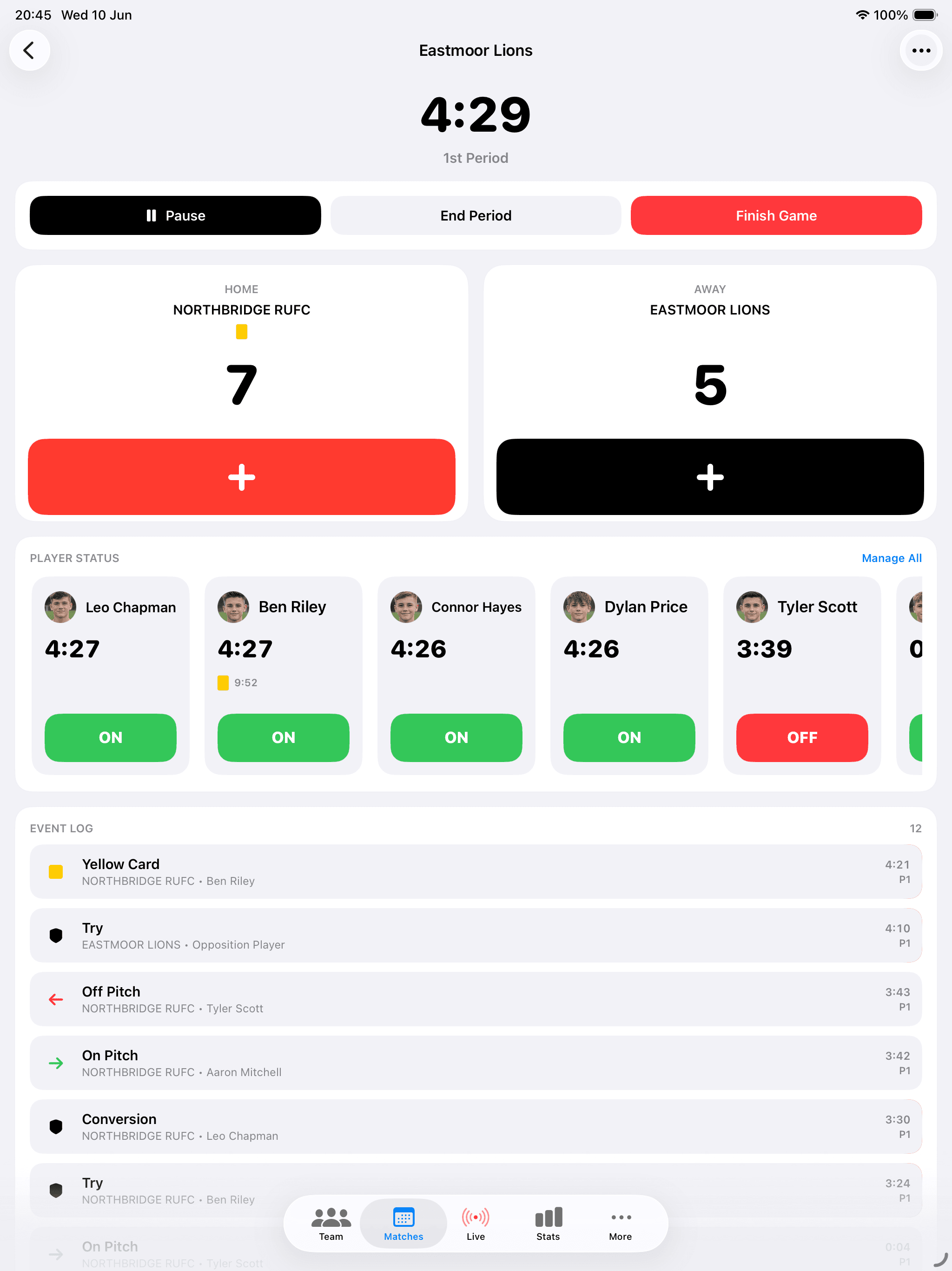 GameTrakr app screen